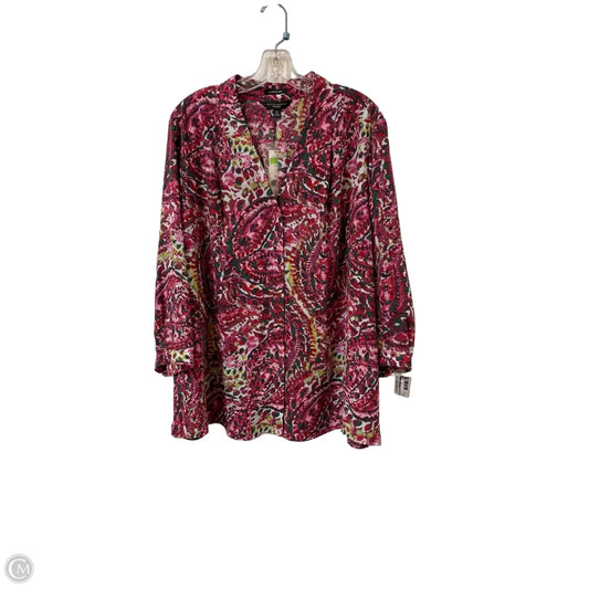 Blouse Long Sleeve By Investments In Pink, Size: 2x
