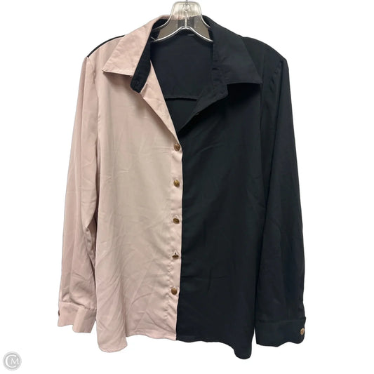 Blouse Long Sleeve By Clothes Mentor In Black & Cream, Size: M