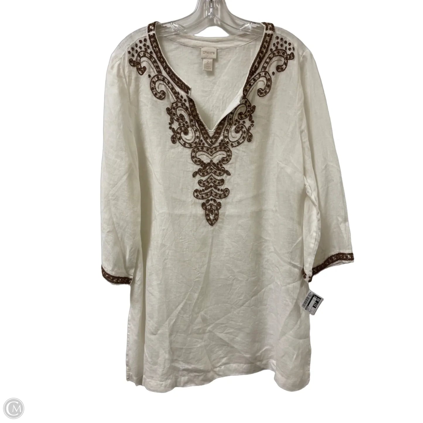 Tunic Long Sleeve By Chicos In White, Size: L