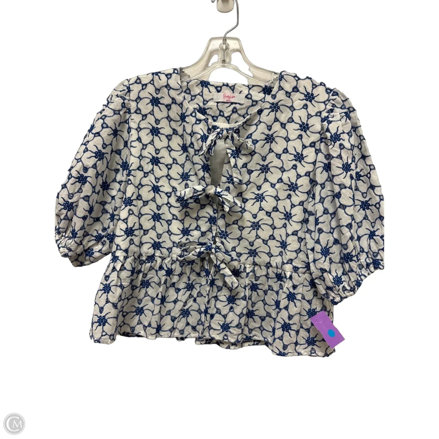 Blouse Short Sleeve By Buddy Love In Blue, Size: S
