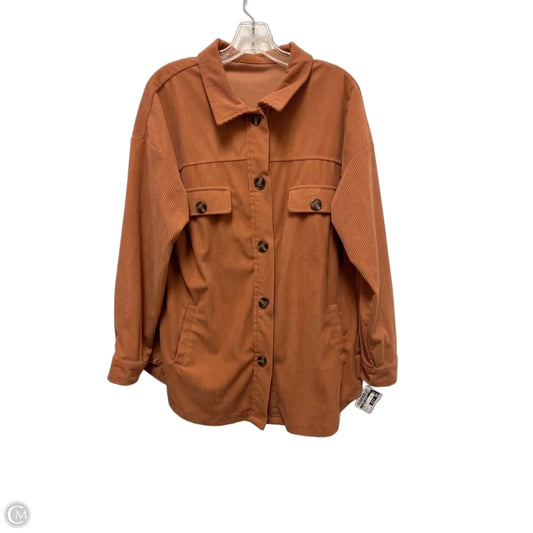 Jacket Shirt By Clothes Mentor In Orange, Size: L