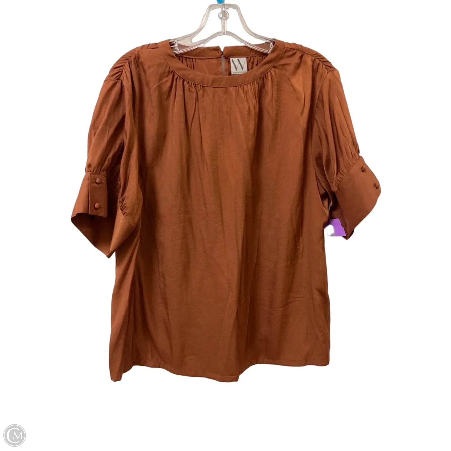 Top Short Sleeve By Worthington In Brown, Size: L