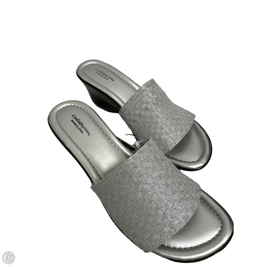 Sandals Heels Wedge By Croft And Barrow In Silver, Size: 8