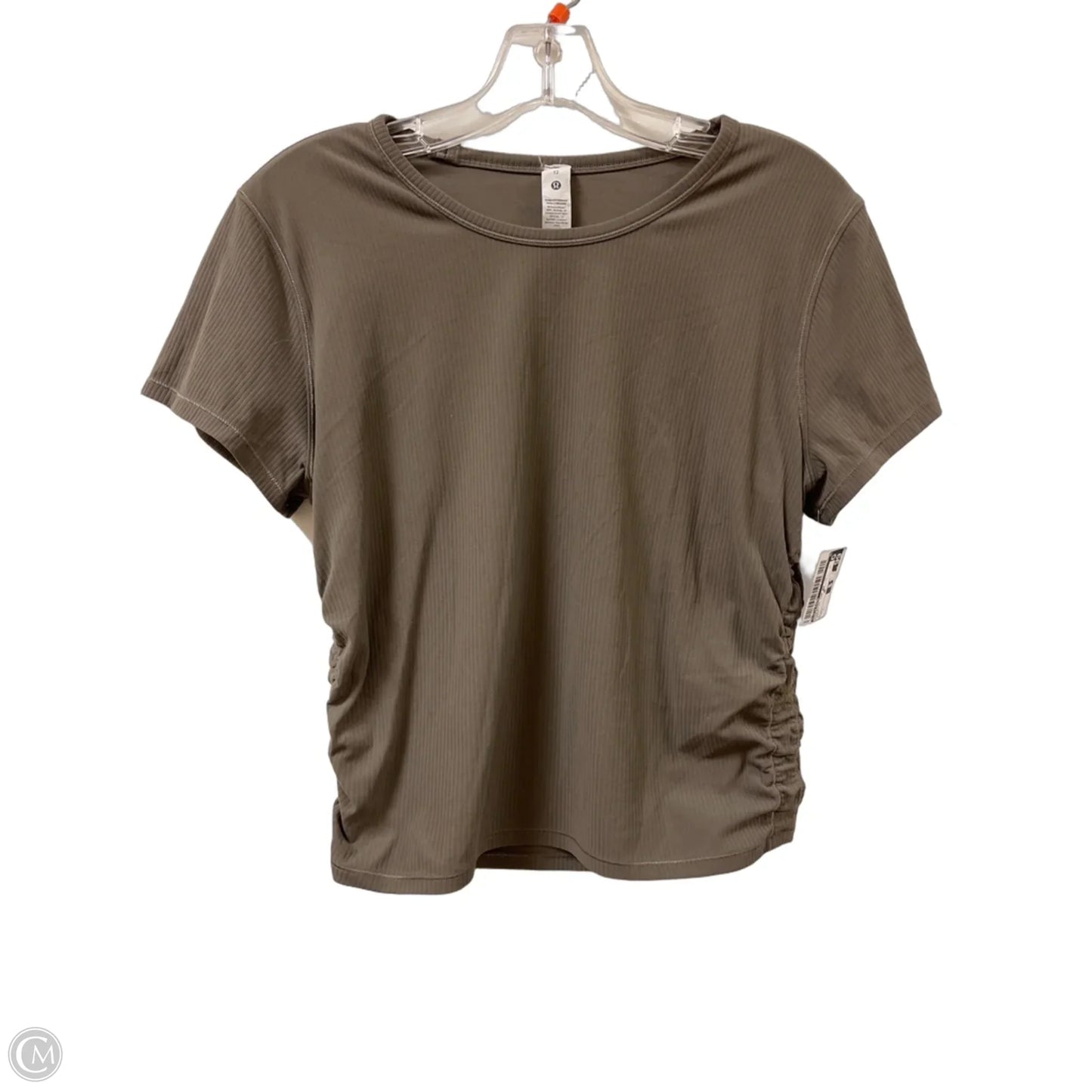 Athletic Top Short Sleeve By Lululemon In Grey, Size: L