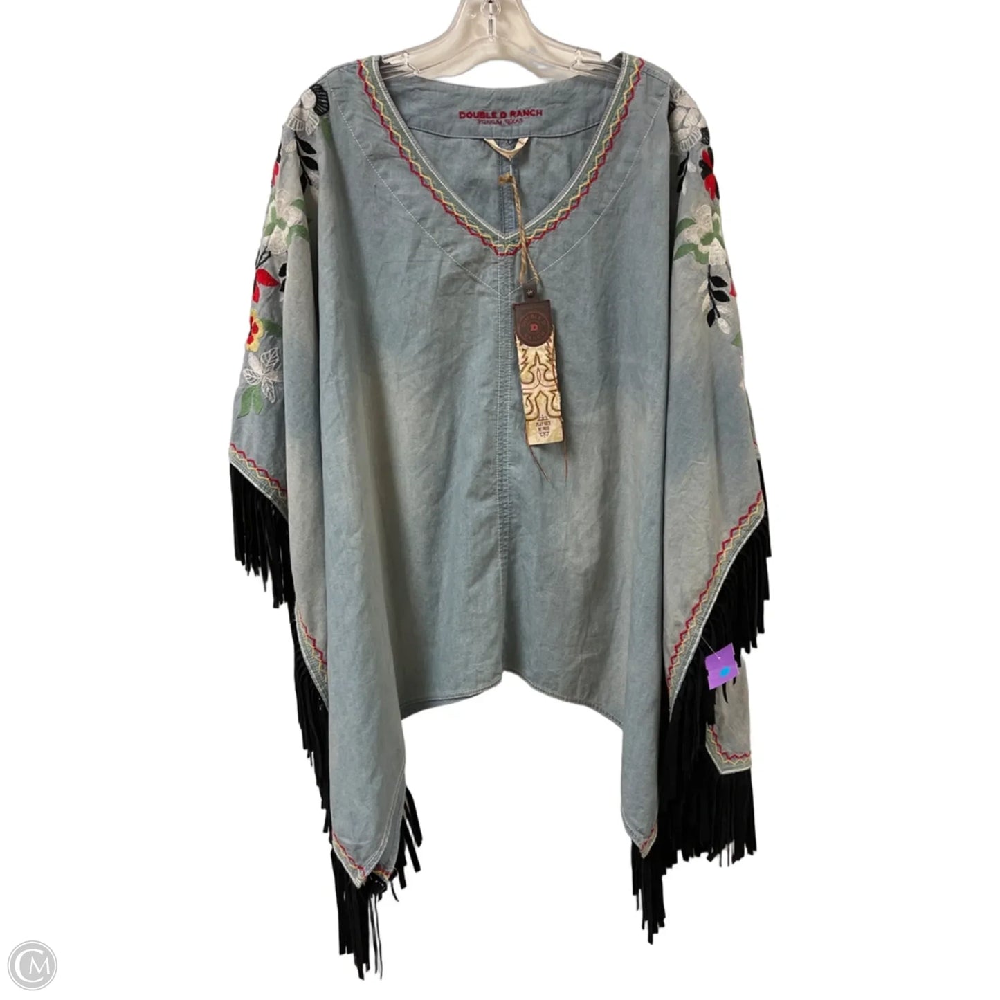 Tunic Short Sleeve By Double D Ranch In Blue Denim, Size: L