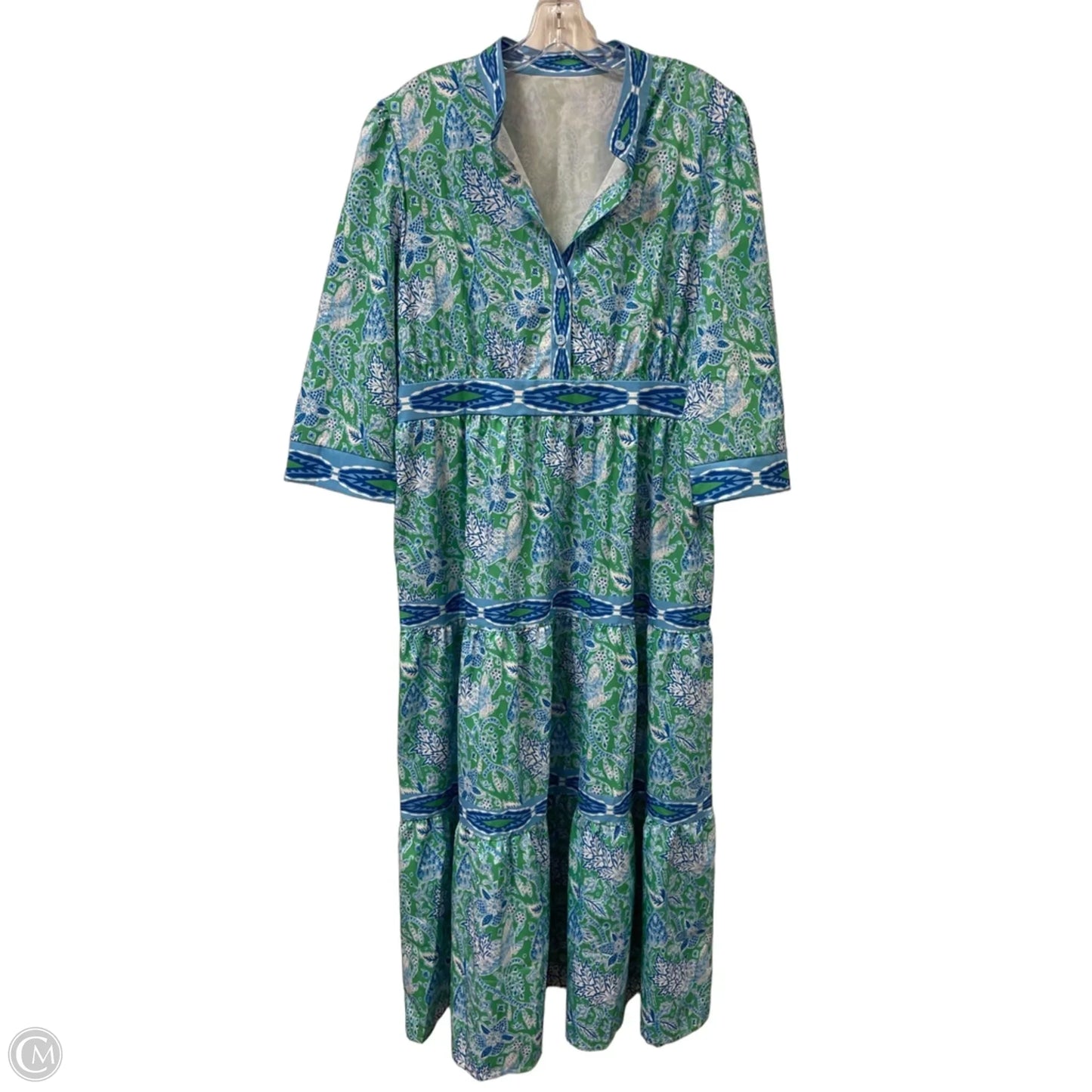 Dress Casual Maxi By Clothes Mentor In Blue & Green, Size: Xl