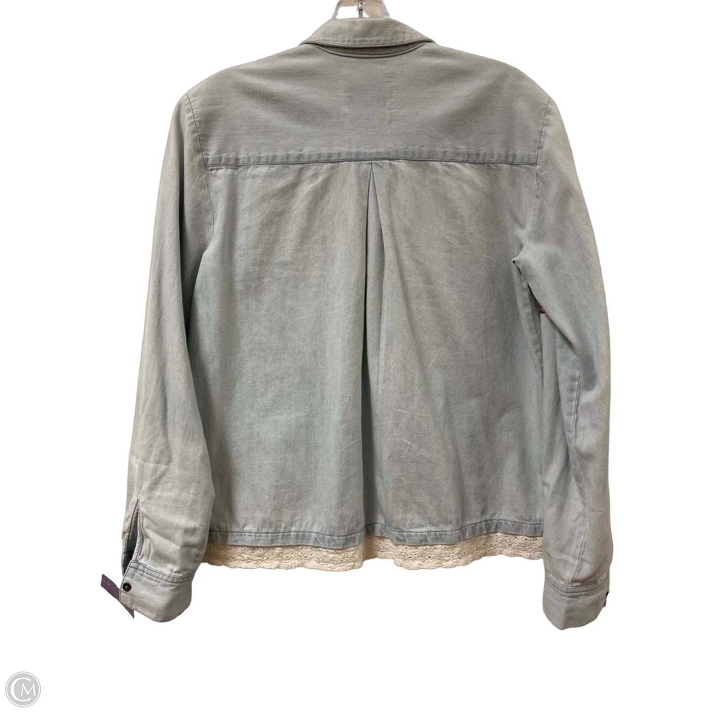 Blouse Long Sleeve By Holding Horses In Blue Denim, Size: S