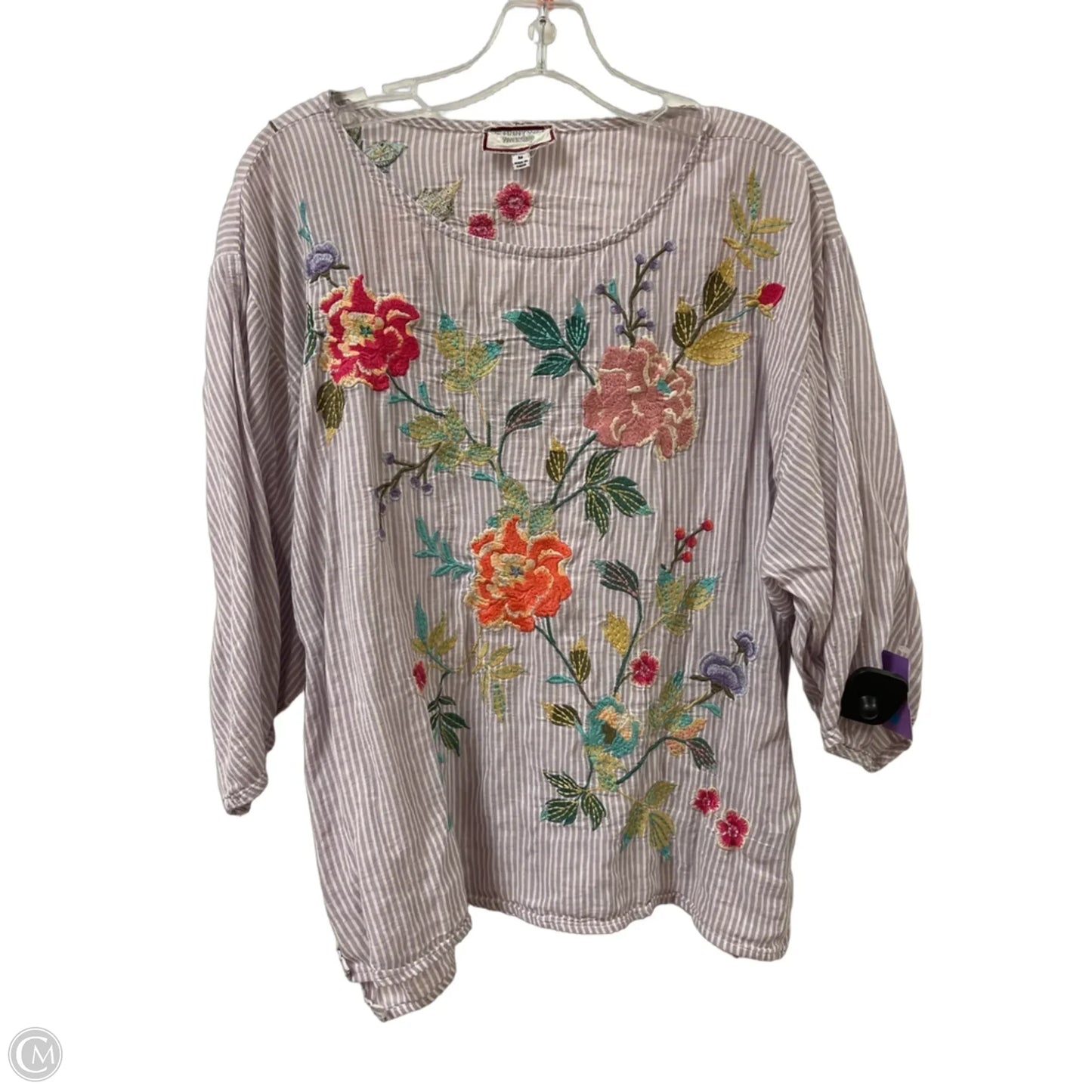 Top Short Sleeve Designer By Johnny Was In Purple, Size: M