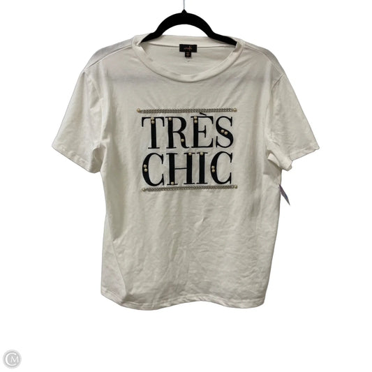 Top Short Sleeve By Ontwelfth In White, Size: Xl