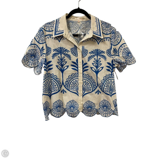 Blouse Short Sleeve By Flying Tomato In Blue, Size: S