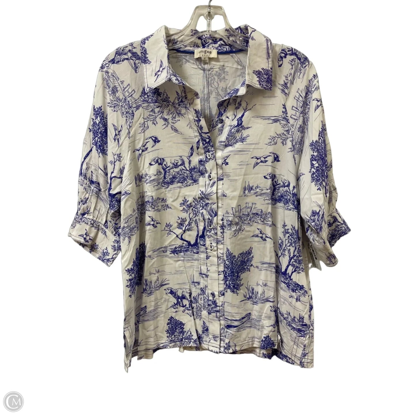 Blouse Short Sleeve By Umgee In Blue, Size: S