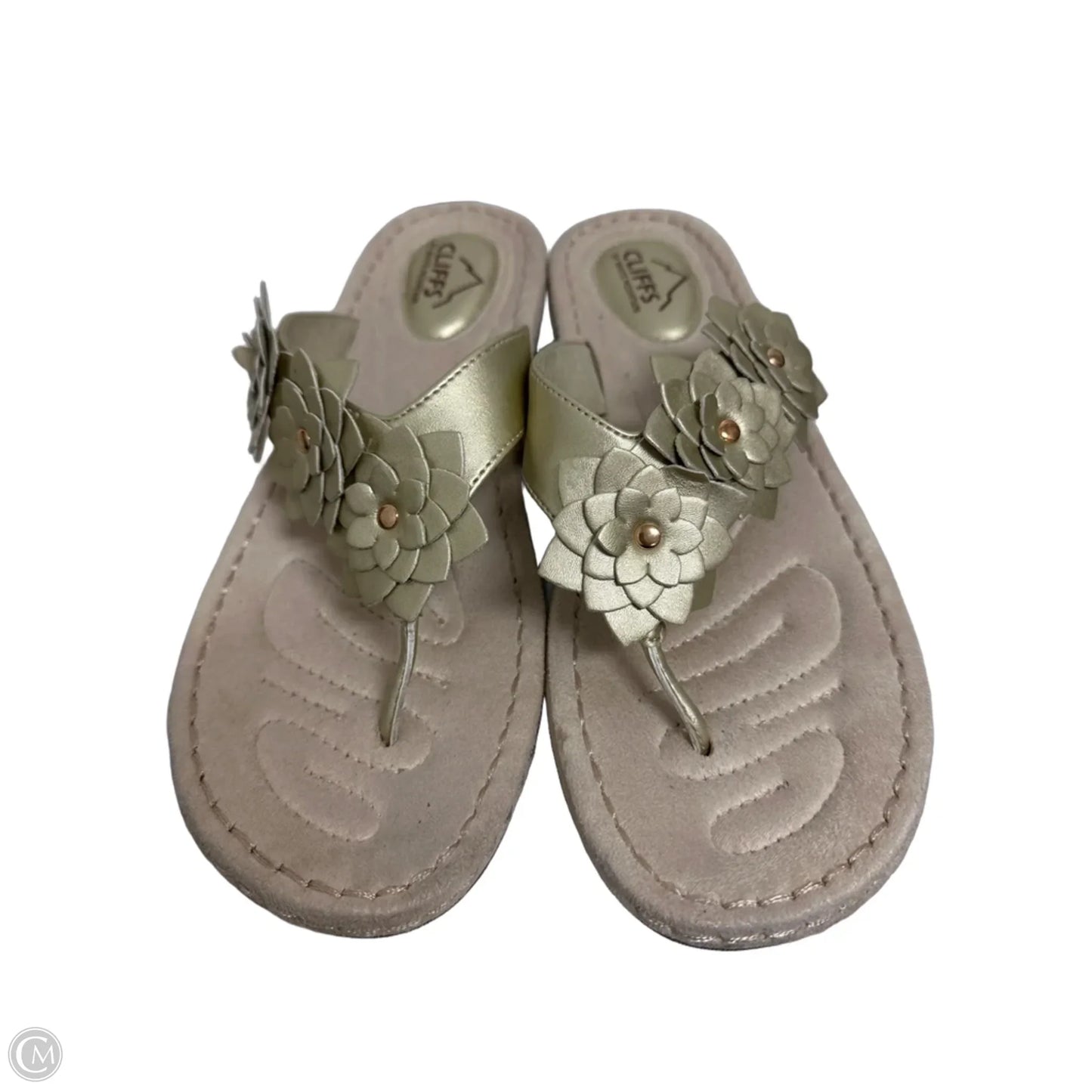 Sandals Flip Flops By Cliffs By White Mountain In Gold, Size: 10