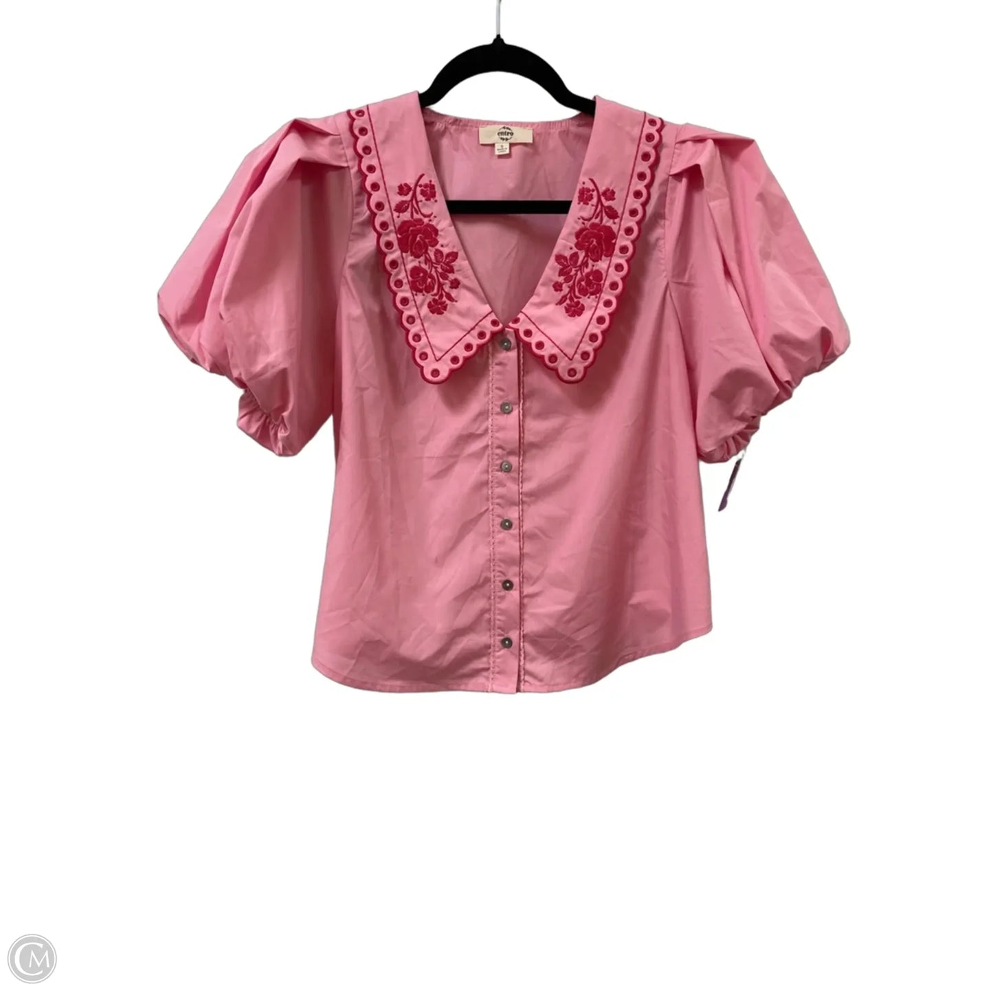 Blouse Short Sleeve By Entro In Pink, Size: S