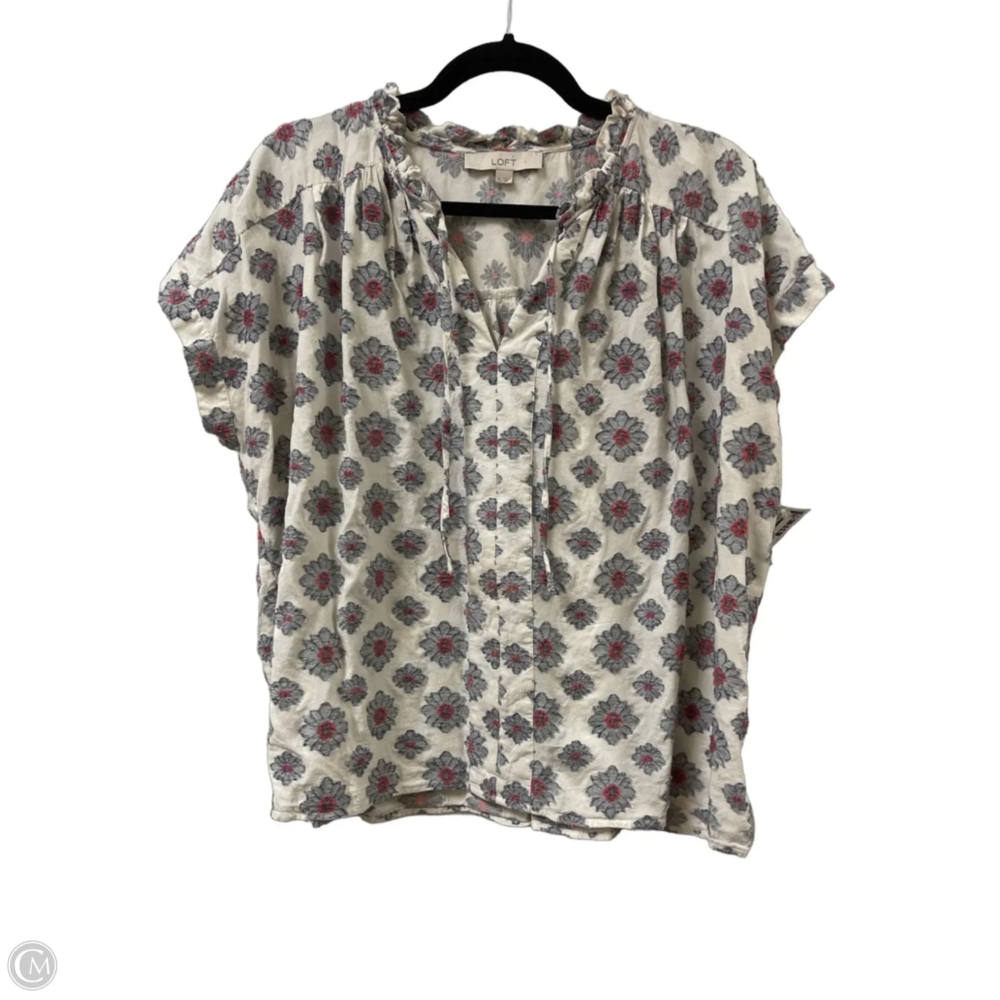 Top Short Sleeve By Loft In Floral Print, Size: Xl