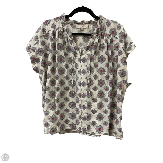 Top Short Sleeve By Loft In Floral Print, Size: Xl