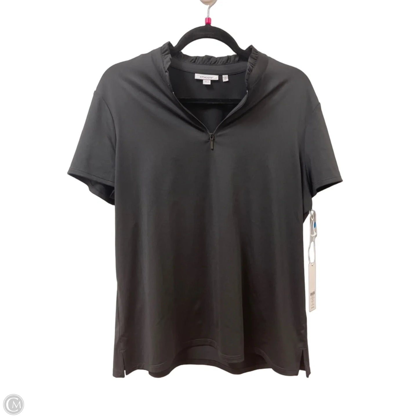 Athletic Top Short Sleeve By Chicos In Black, Size: L
