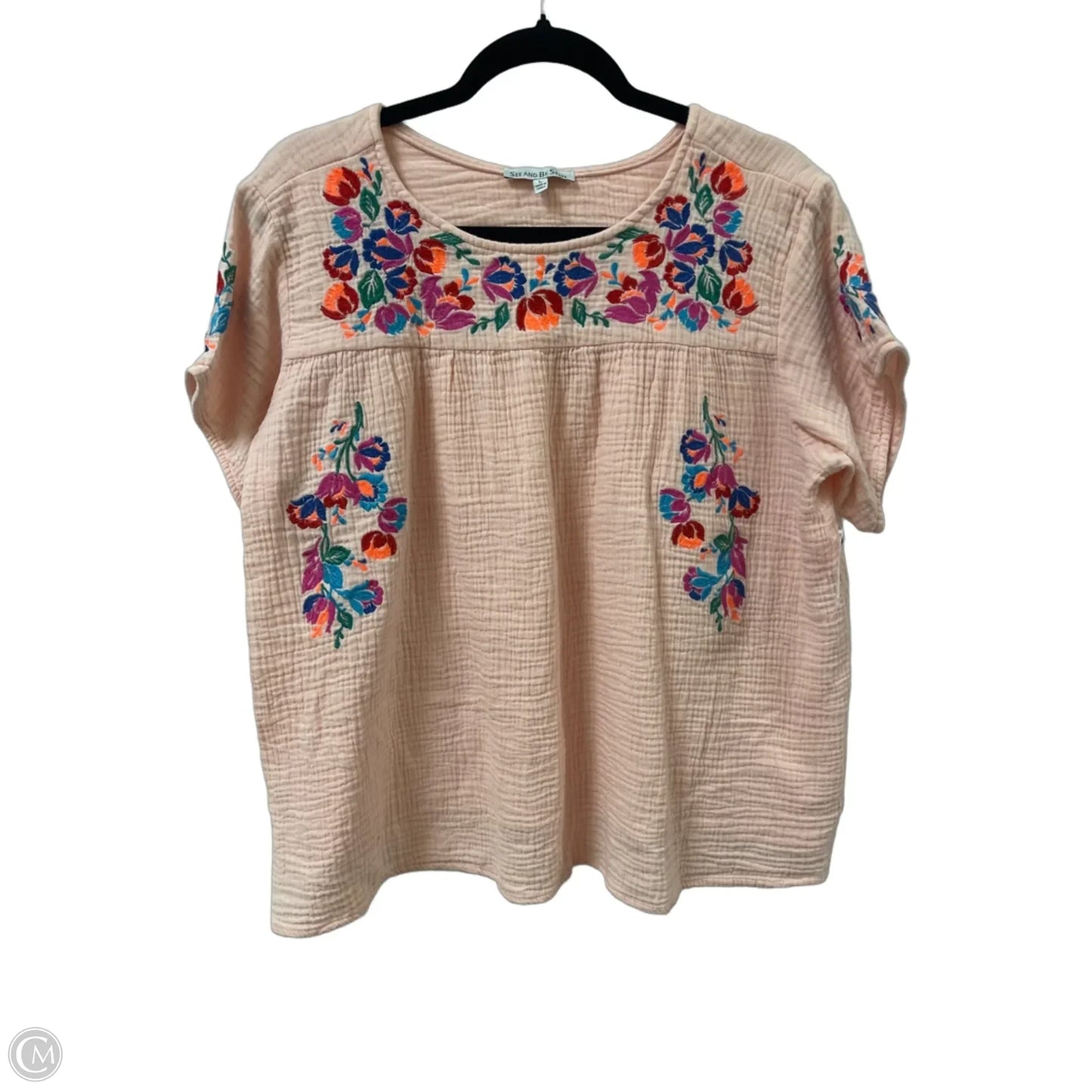 Top Short Sleeve By See And Be Seen In Pink, Size: L