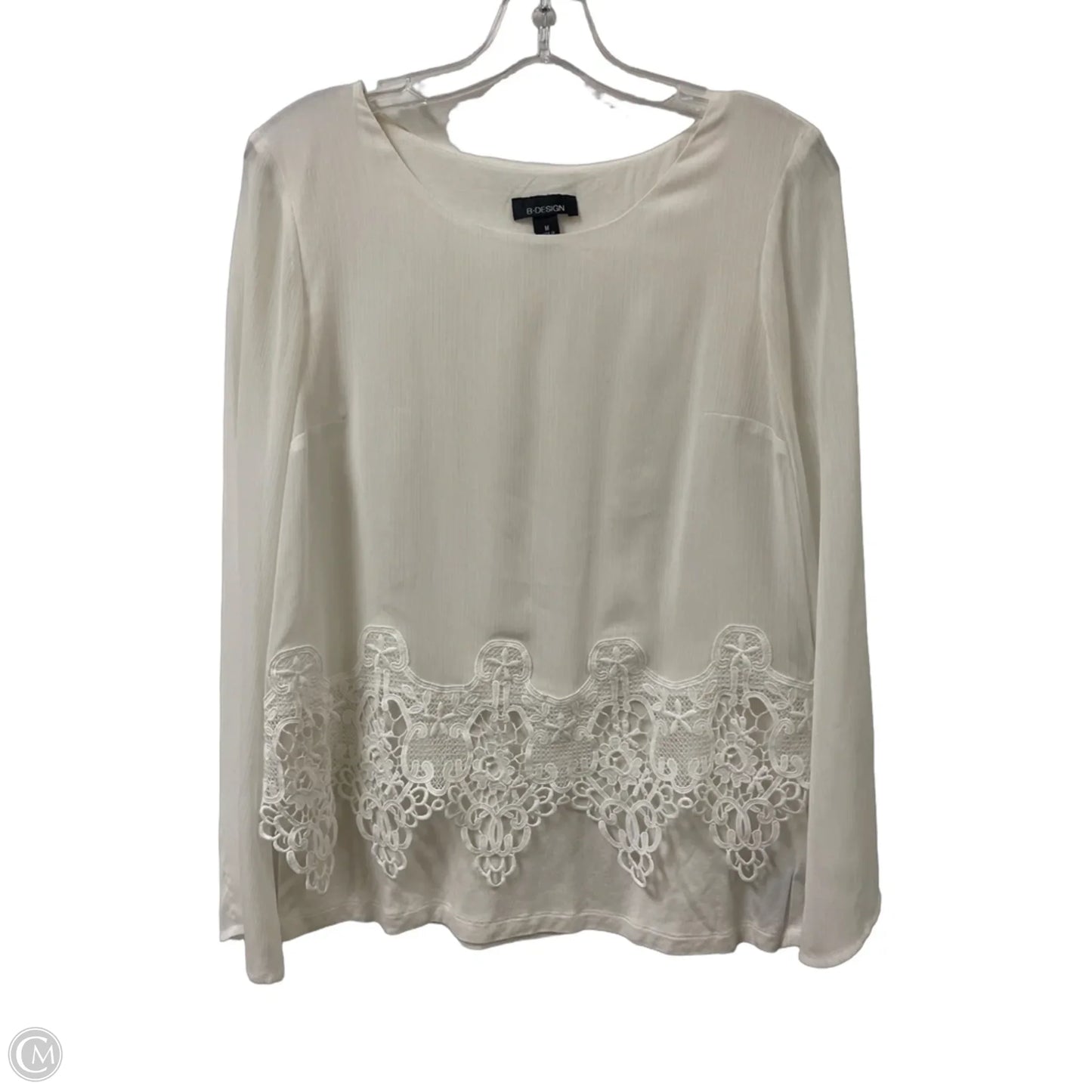 Top Long Sleeve By Clothes Mentor In White, Size: M