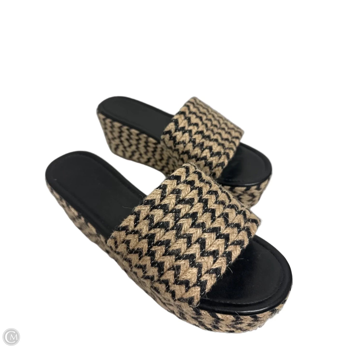 Sandals Heels Platform By Clothes Mentor In Black & Cream, Size: 9.5