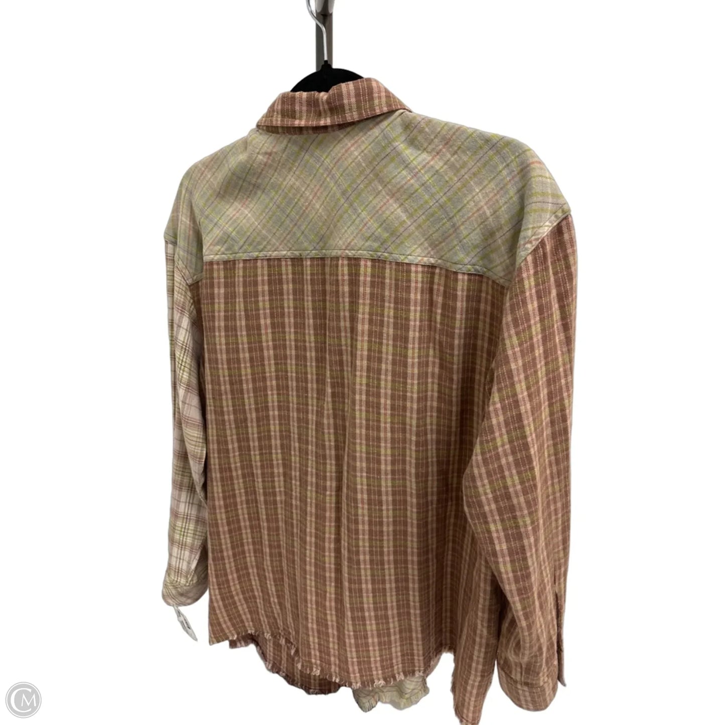 Blouse Long Sleeve By Rewind In Plaid Pattern, Size: L
