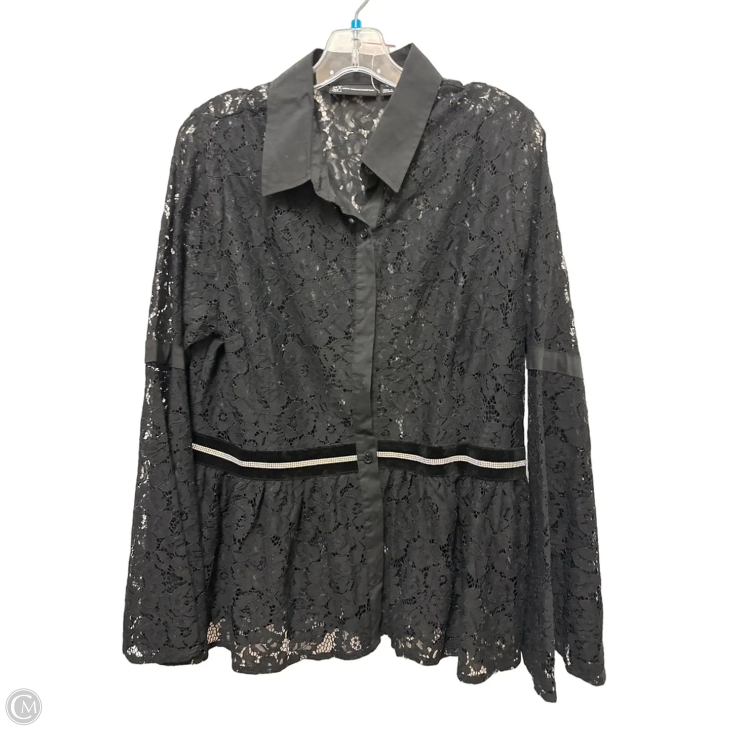 Blouse Long Sleeve By New York And Co In Black, Size: L