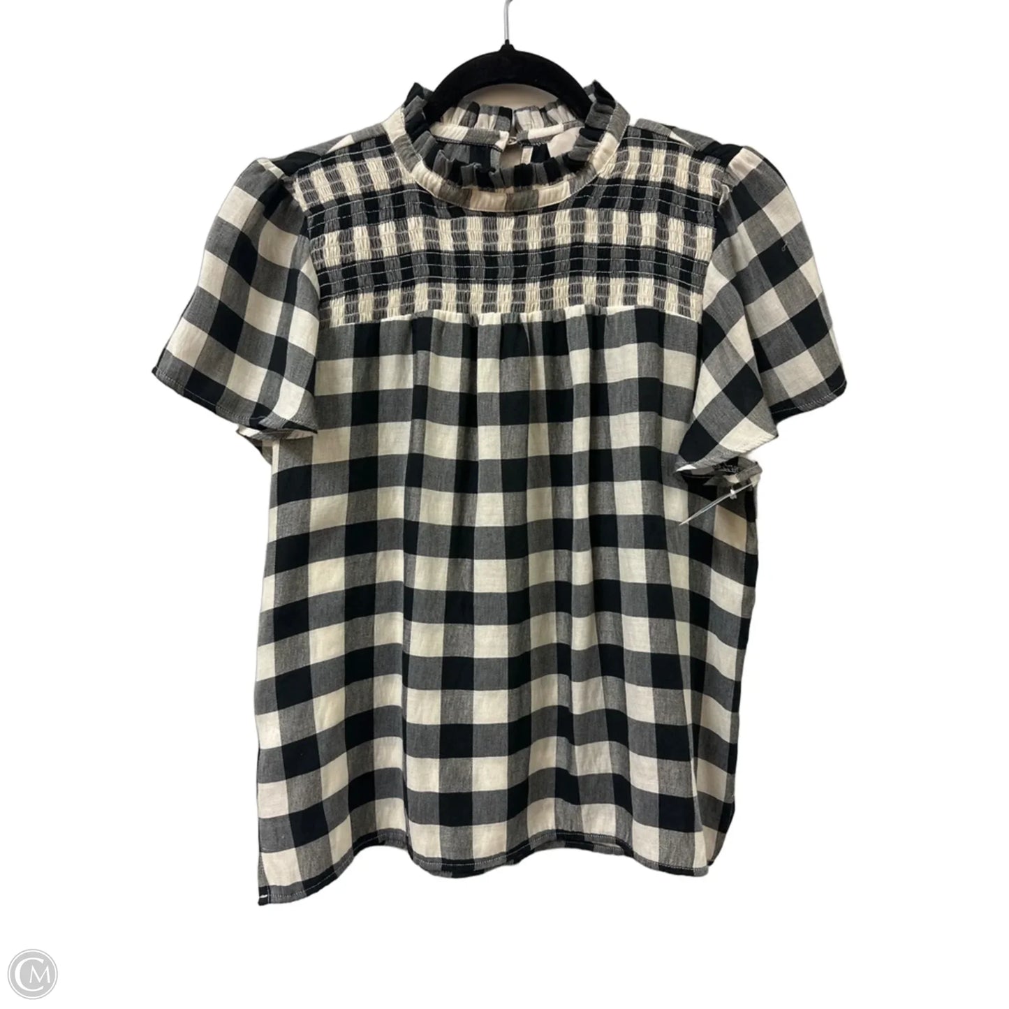 Top Short Sleeve By Loft In Black & Cream, Size: Xs