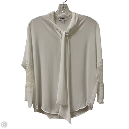 Blouse Long Sleeve By Express In White, Size: Xs