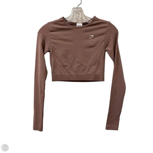 Athletic Top Long Sleeve Crewneck By Gym Shark In Brown, Size: Xs