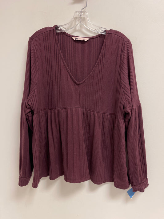 Top Long Sleeve By So In Purple, Size: L