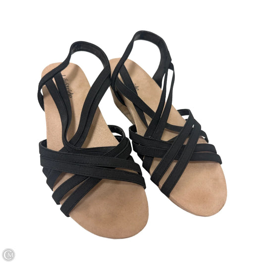 Sandals Heels Kitten By Life Stride In Black, Size: 8.5