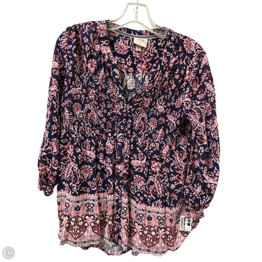 Top Long Sleeve By Knox Rose In Navy, Size: M