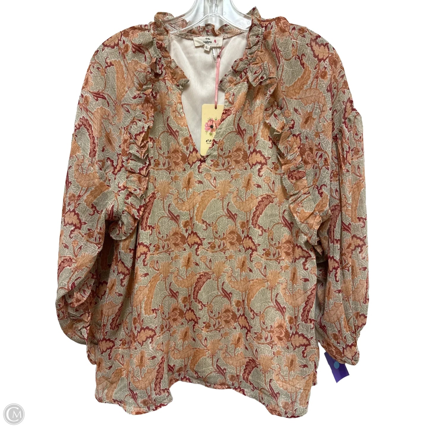 Top Long Sleeve By Entro In Orange, Size: L