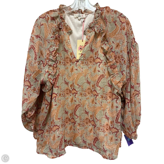 Top Long Sleeve By Entro In Orange, Size: L
