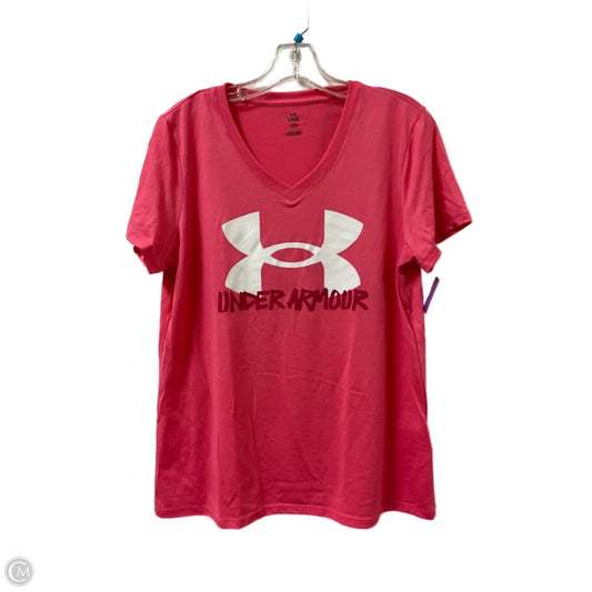 Athletic Top Short Sleeve By Under Armour In Pink, Size: L