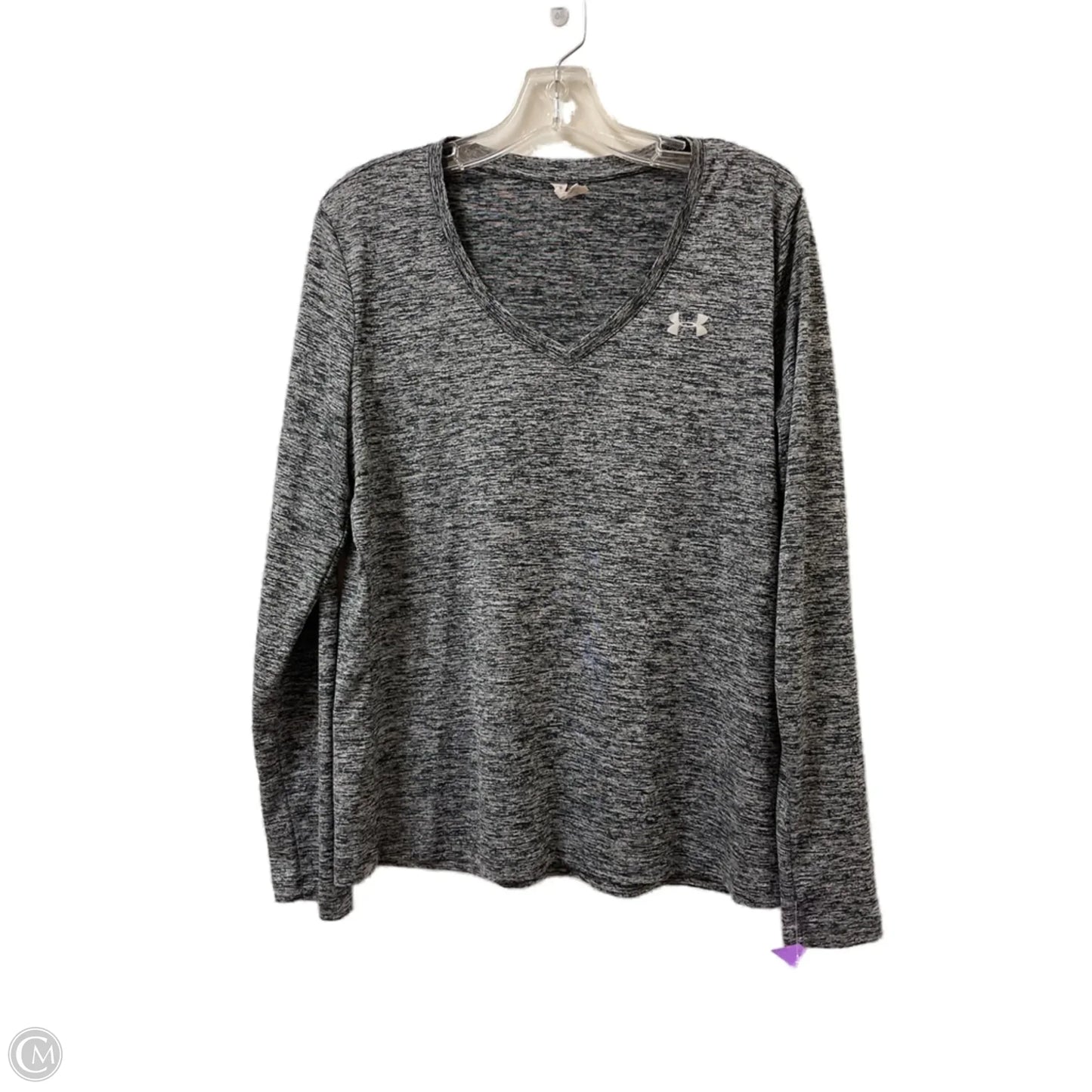 Athletic Top Long Sleeve Crewneck By Under Armour In Grey, Size: L