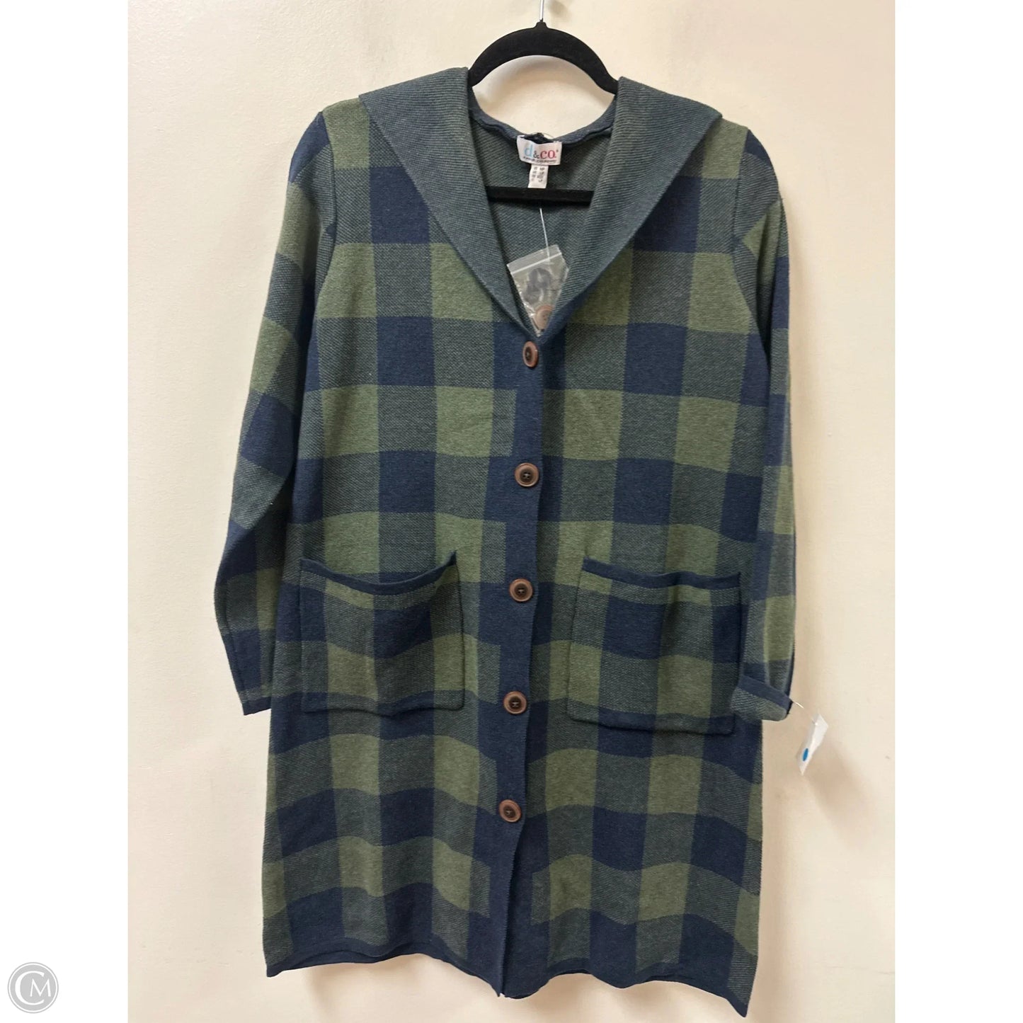 Sweater Cardigan By Denim And Company In Blue & Green, Size: Mp