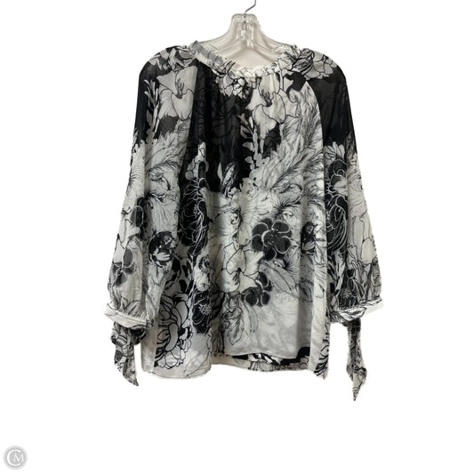 Blouse Long Sleeve By White House Black Market In Black & White, Size: L
