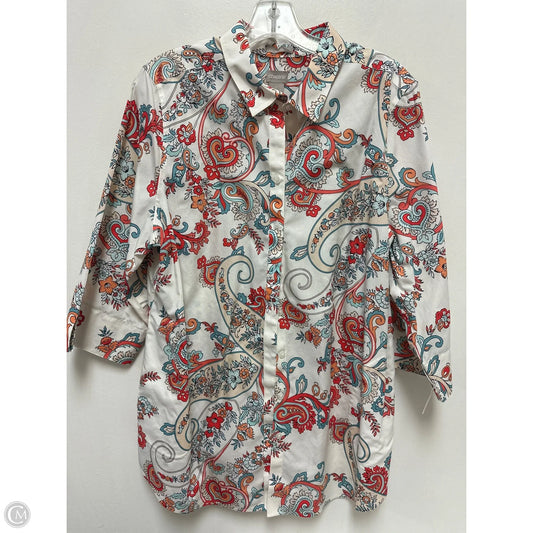 Tunic Long Sleeve By Chicos In Cream, Size: Xl