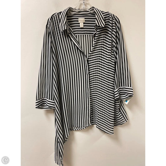 Top Long Sleeve By Chicos In Striped Pattern, Size: L