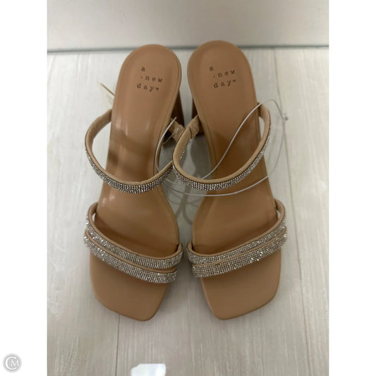 Sandals Heels Block By A New Day In Tan, Size: 7.5