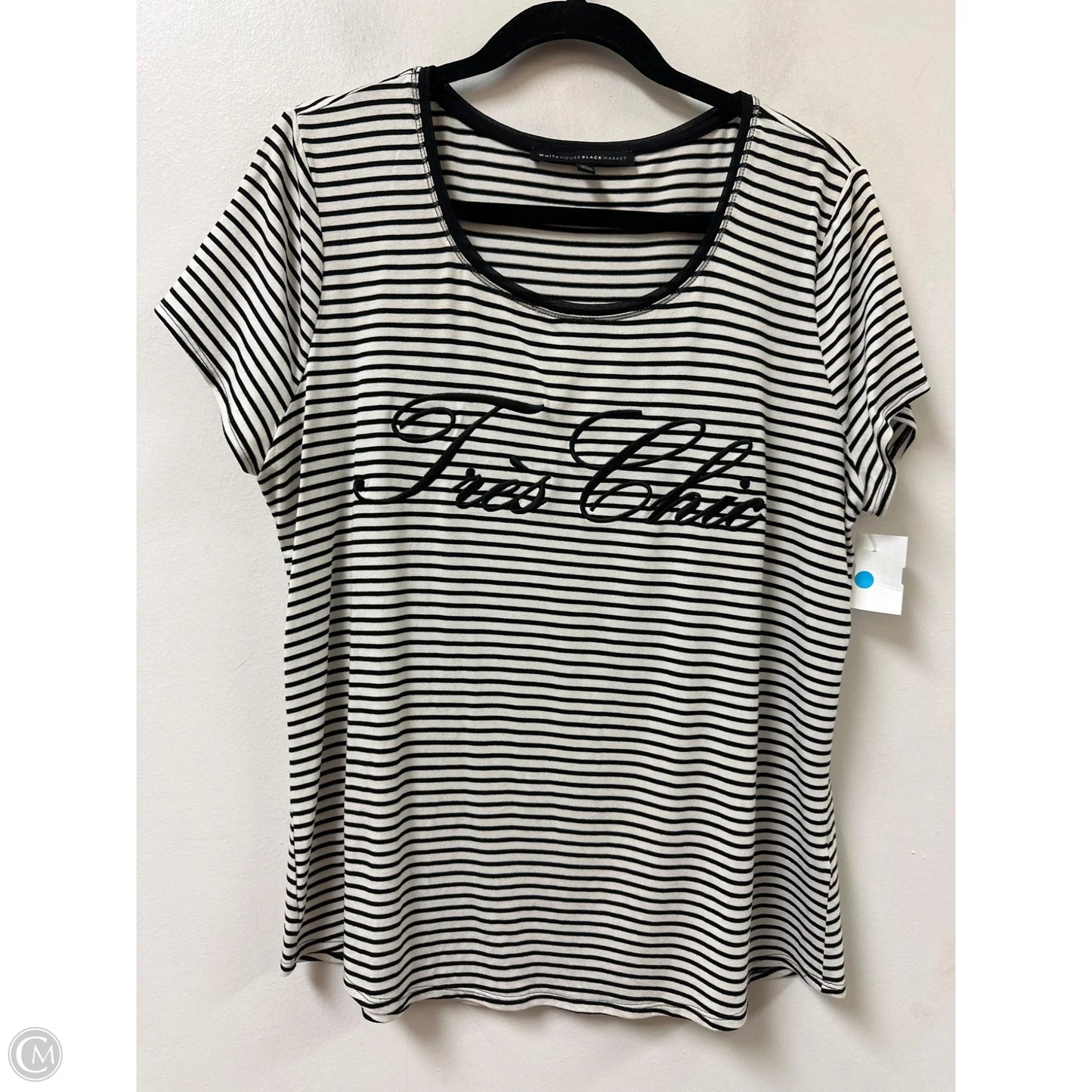 Top Short Sleeve Basic By White House Black Market In Striped Pattern, Size: L