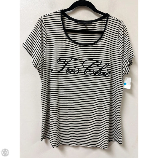 Top Short Sleeve Basic By White House Black Market In Striped Pattern, Size: L