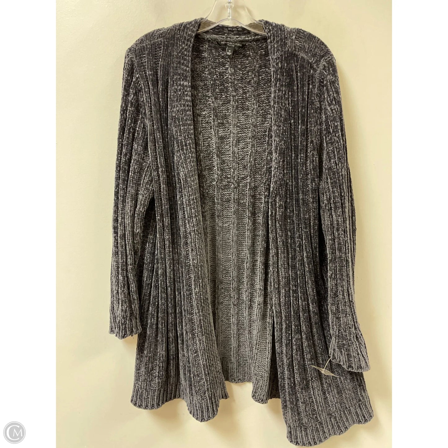 Sweater Cardigan By Signature Studio In Grey, Size: 1x