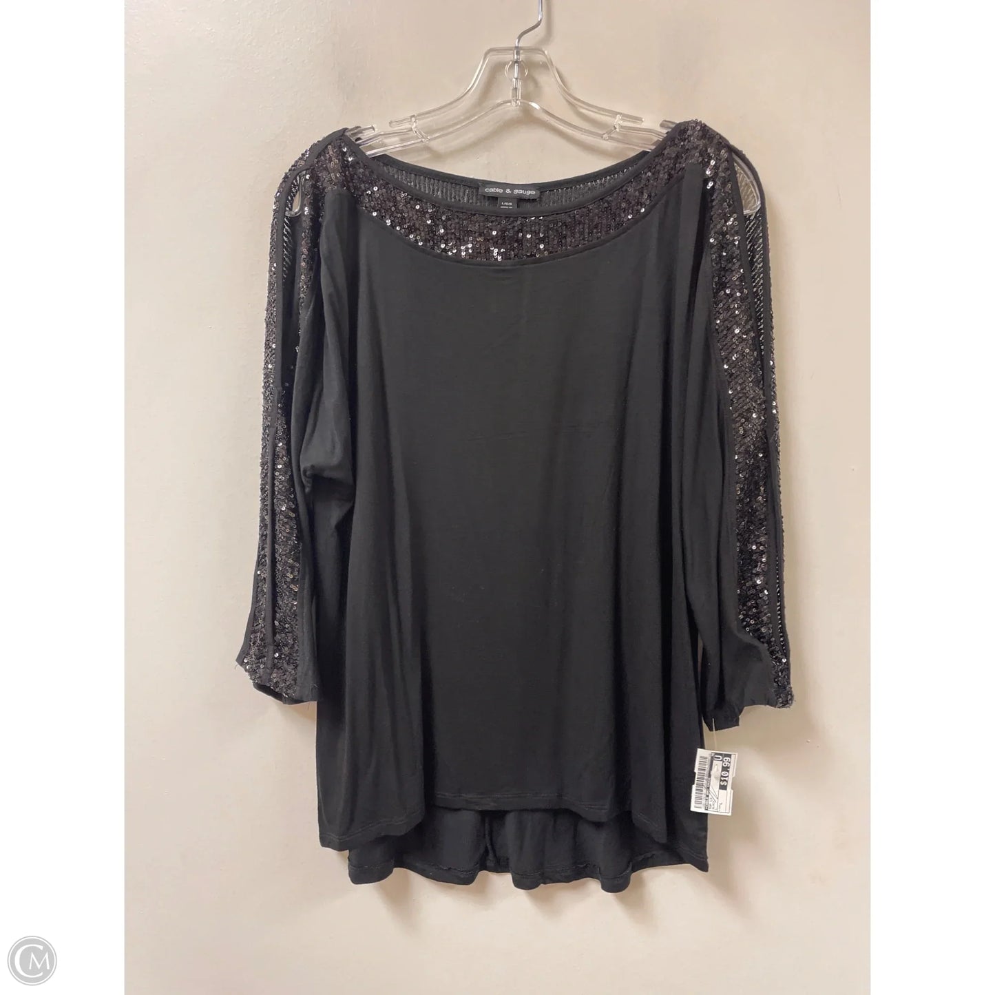 Top Long Sleeve By Cable And Gauge In Black, Size: L