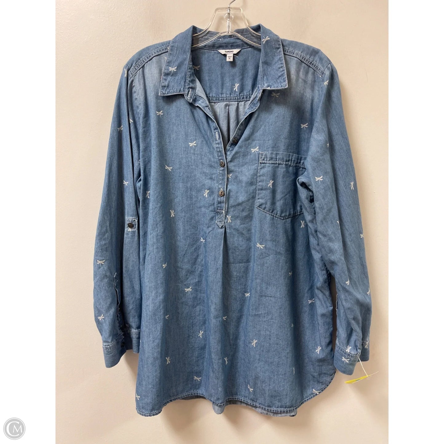 Top Long Sleeve By Sonoma In Blue Denim, Size: Xl