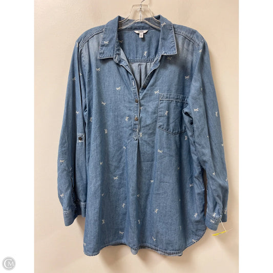 Top Long Sleeve By Sonoma In Blue Denim, Size: Xl