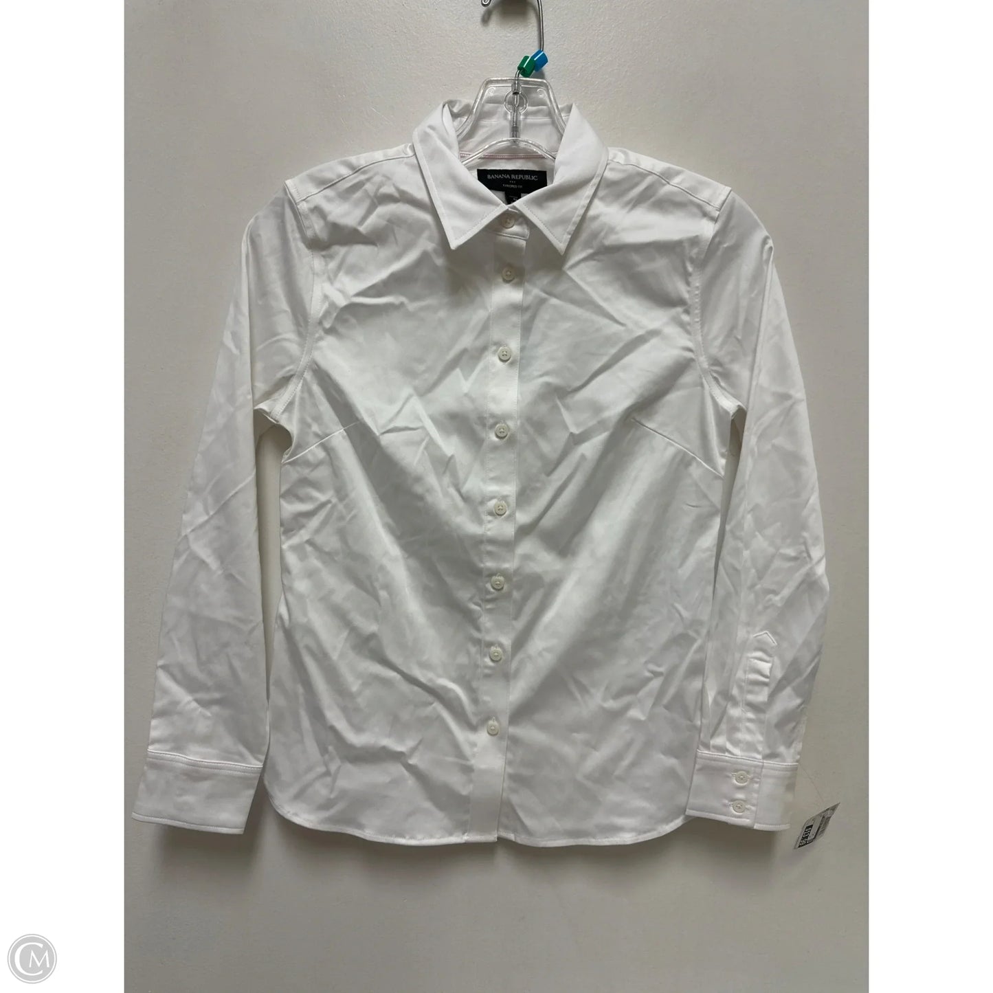 Top Long Sleeve By Banana Republic In White, Size: Xsp