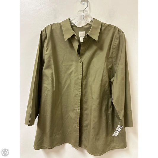 Blouse Long Sleeve By Chicos In Green, Size: Xl
