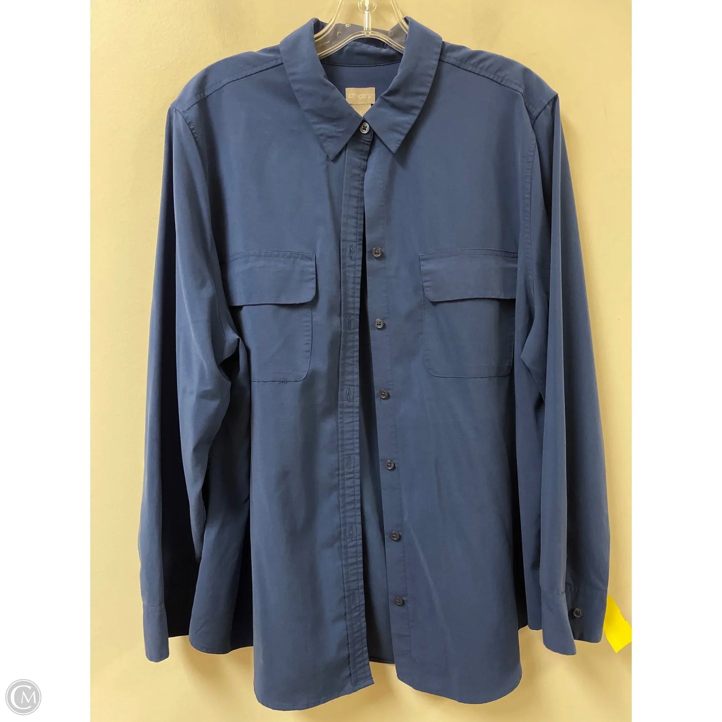 Top Long Sleeve By Chicos In Blue, Size: 1x