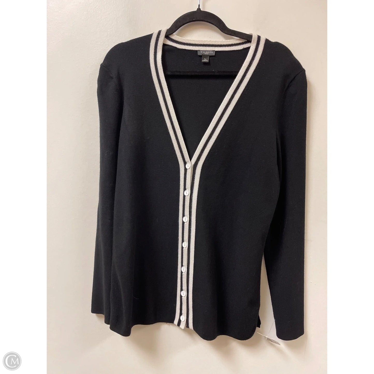Sweater Cardigan By Talbots In Black, Size: Lp